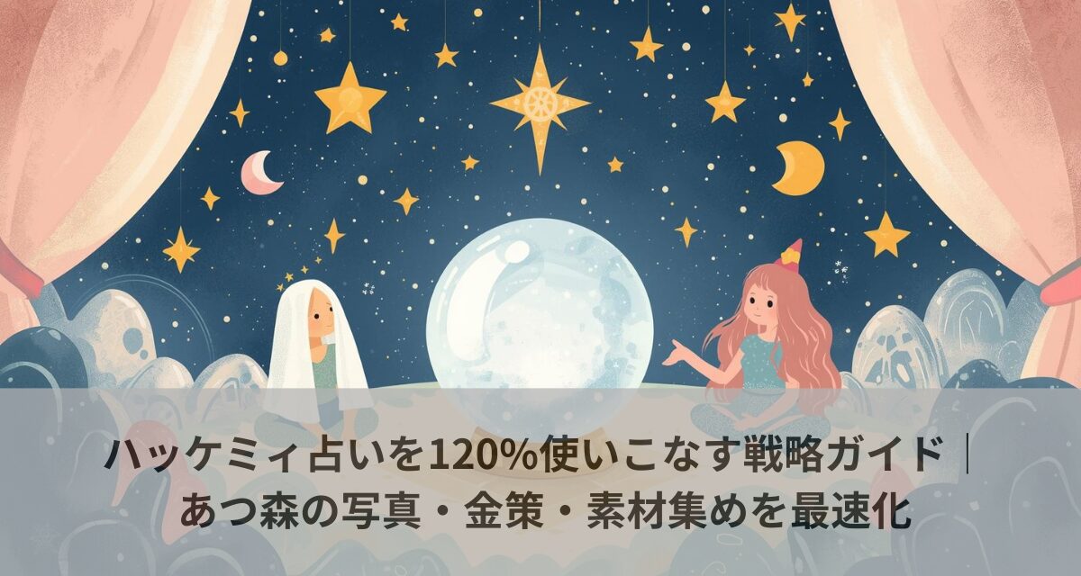 ハッケミィ占いを120%使いこなす戦略ガイド｜あつ森の写真・金策・素材集めを最速化