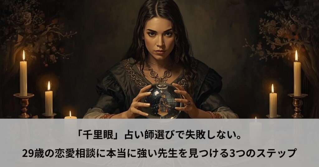 「千里眼」占い師選びで失敗しない。29歳の恋愛相談に本当に強い先生を見つける3つのステップ