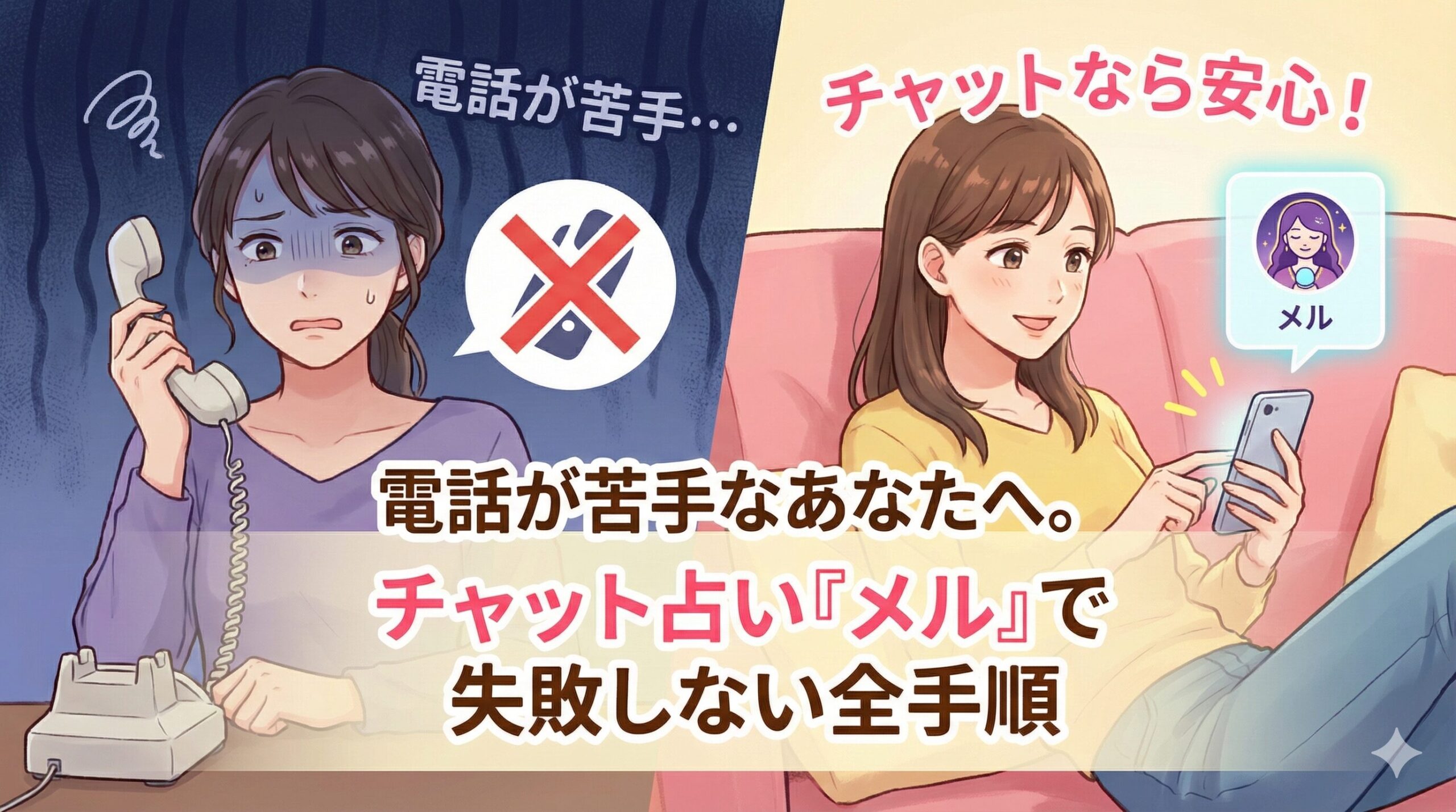 電話が苦手なあなたへ。チャット占い『メル』で失敗しない全手順