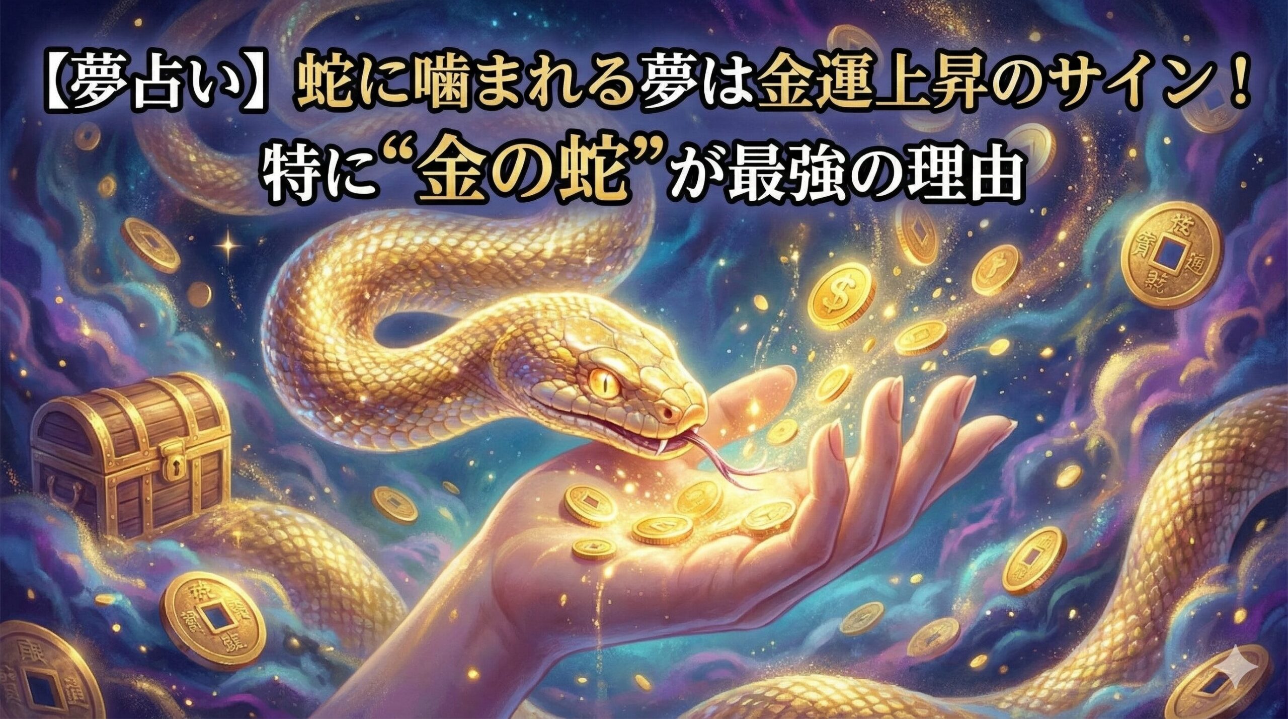 【夢占い】蛇に噛まれる夢は金運上昇のサイン！特に“金の蛇”が最強の理由