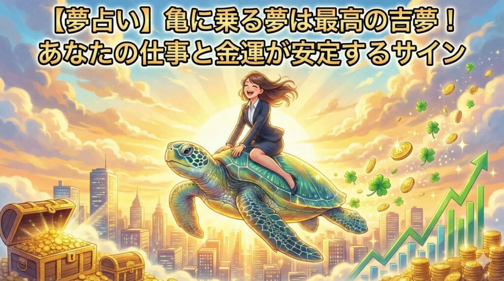 【夢占い】亀に乗る夢は最高の吉夢！あなたの仕事と金運が安定するサイン
