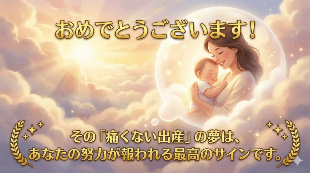 おめでとうございます。その「痛くない出産」の夢は、あなたの努力が報われる最高のサインです。