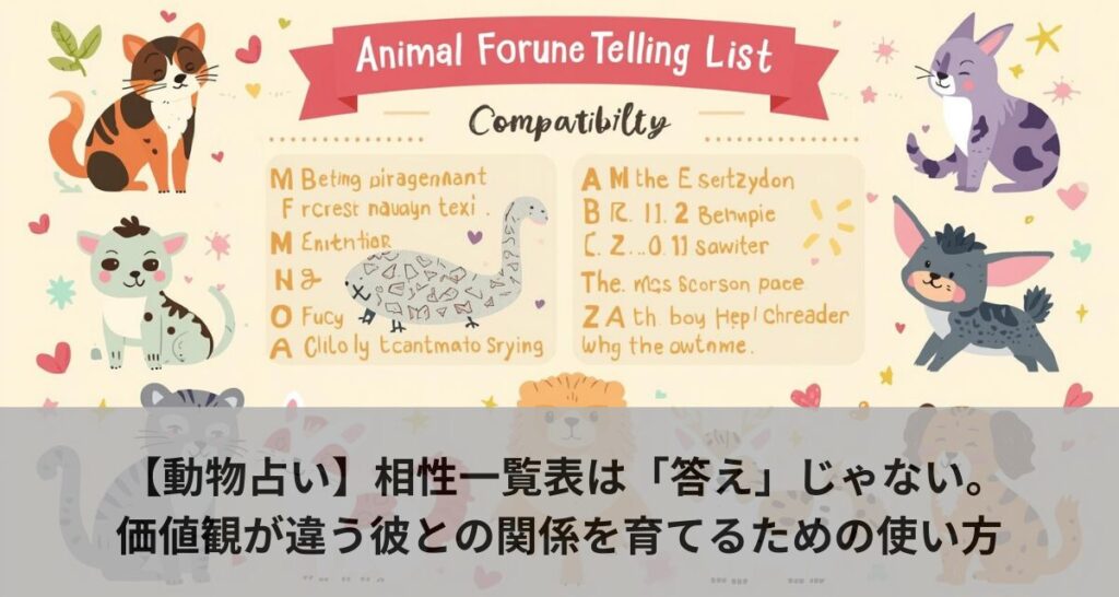 【動物占い】相性一覧表は「答え」じゃない。価値観が違う彼との関係を育てるための使い方