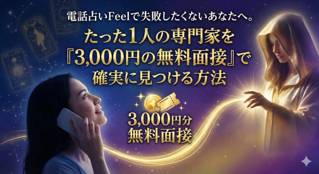 電話占いFeelで失敗したくないあなたへ。たった1人の専門家を「3,000円の無料面接」で確実に見つける方法