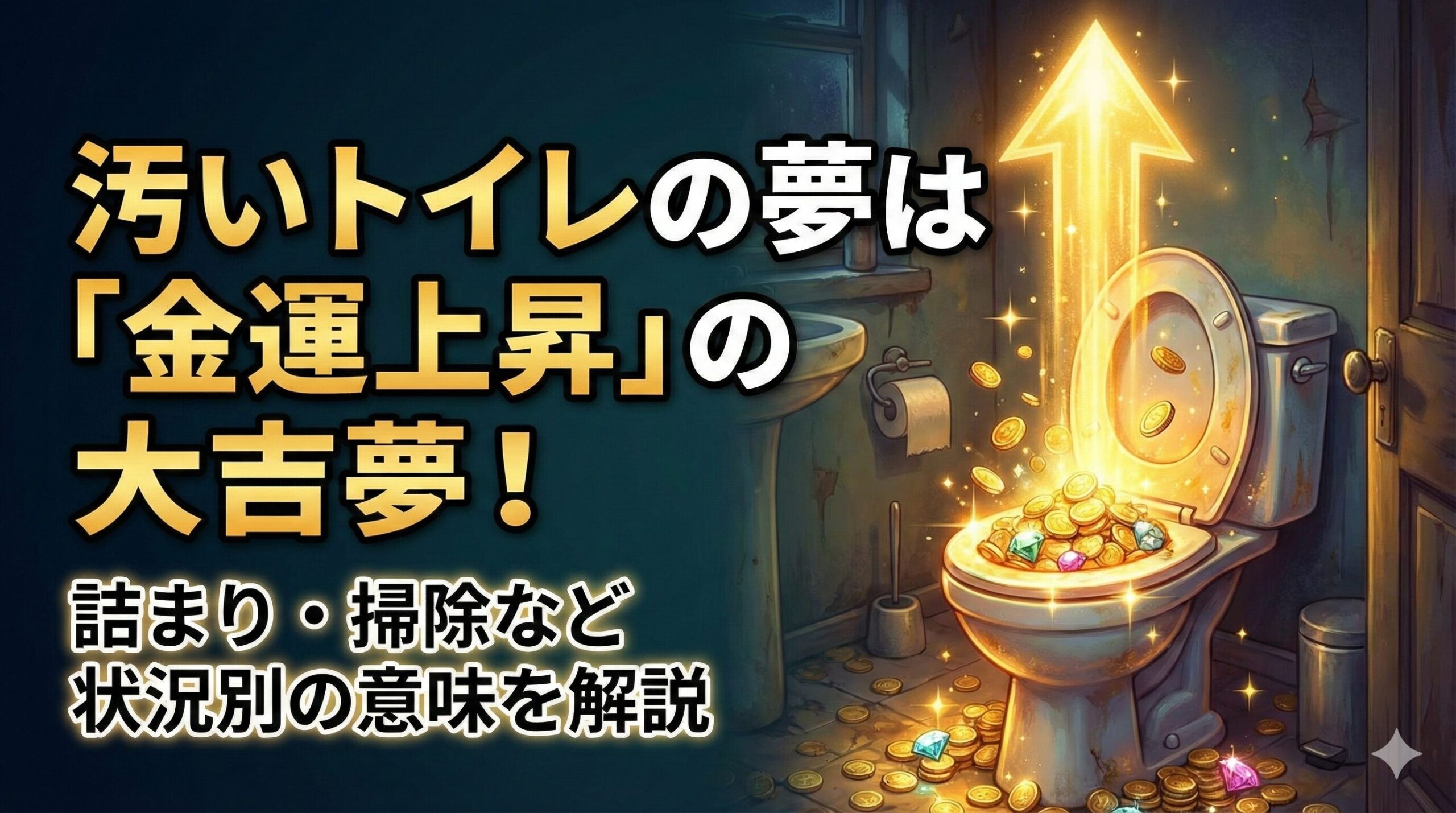 汚いトイレの夢は「金運上昇」の大吉夢！詰まり・掃除など状況別の意味を解説