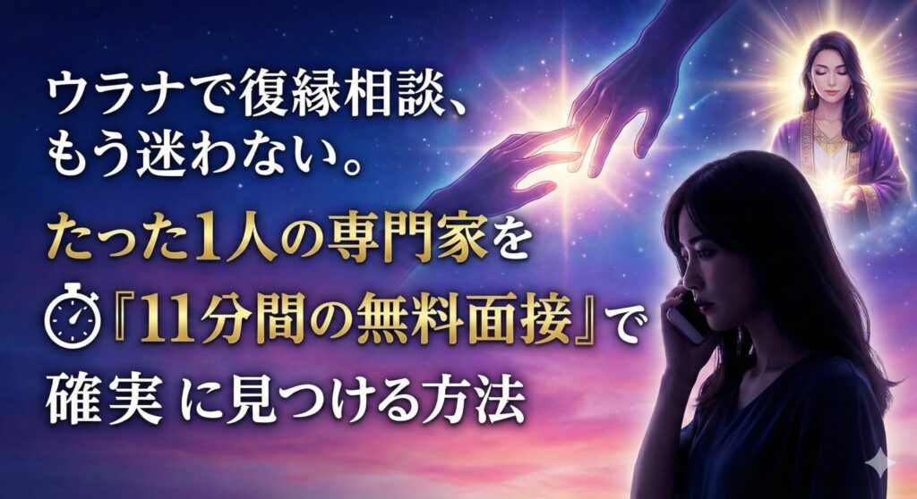 ウラナで復縁相談、もう迷わない。たった1人の専門家を「11分間の無料面接」で確実に見つける方法