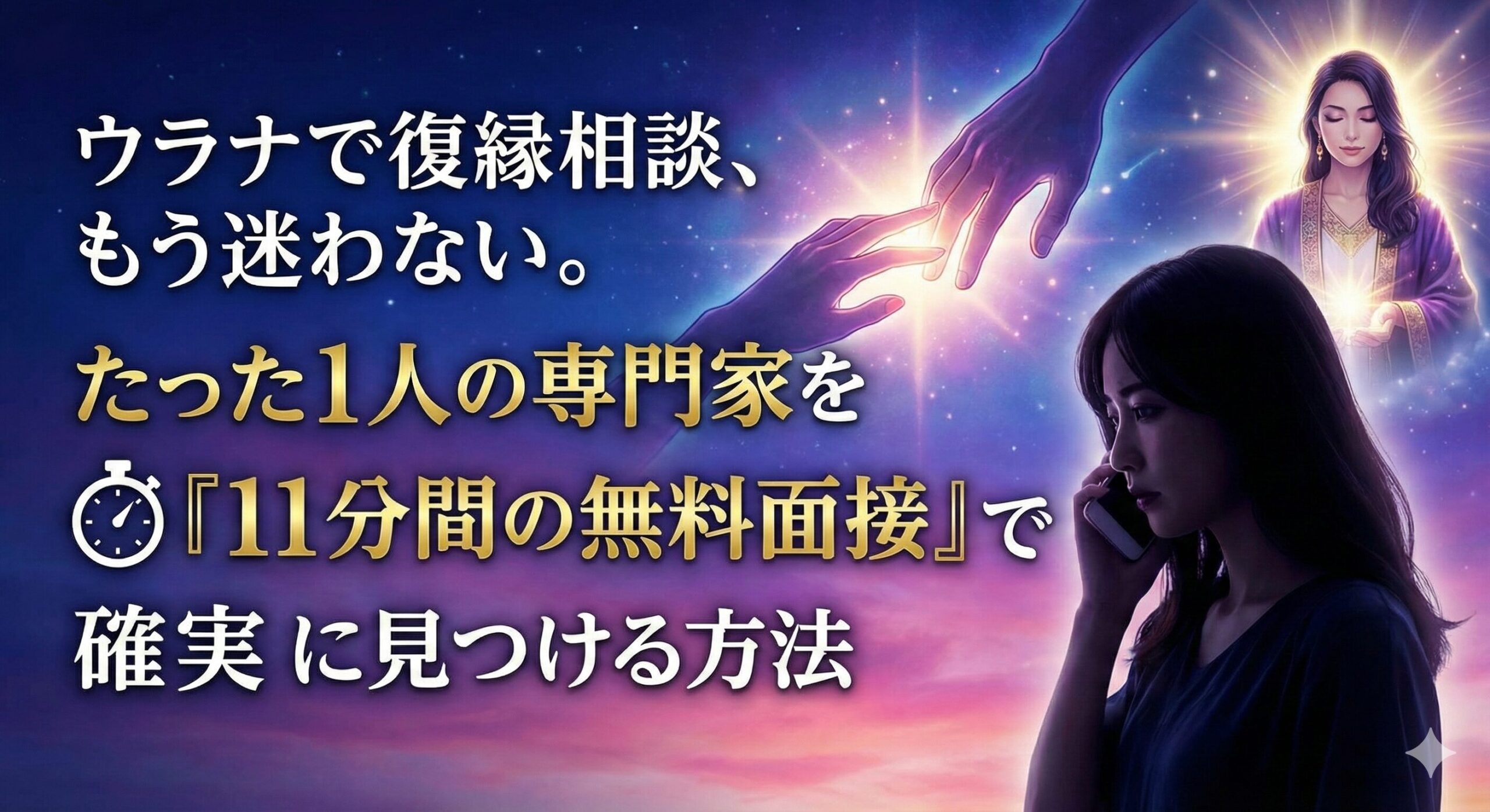 ウラナで復縁相談、もう迷わない。たった1人の専門家を「11分間の無料面接」で確実に見つける方法