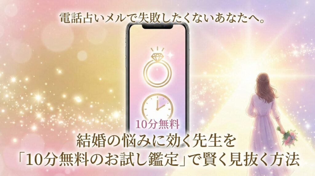 電話占いメルで失敗したくないあなたへ。結婚の悩みに効く先生を「10分無料のお試し鑑定」で賢く見抜く方法
