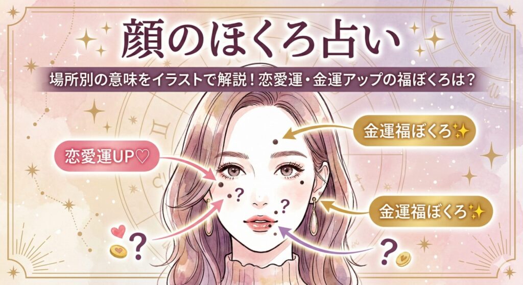 【顔のほくろ占い】場所別の意味をイラストで解説！恋愛運・金運アップの福ぼくろは？