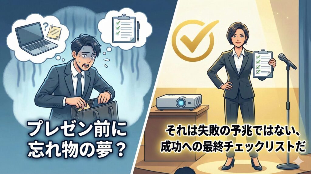 プレゼン前に忘れ物の夢？それは失敗の予兆ではない、成功への最終チェックリストだ