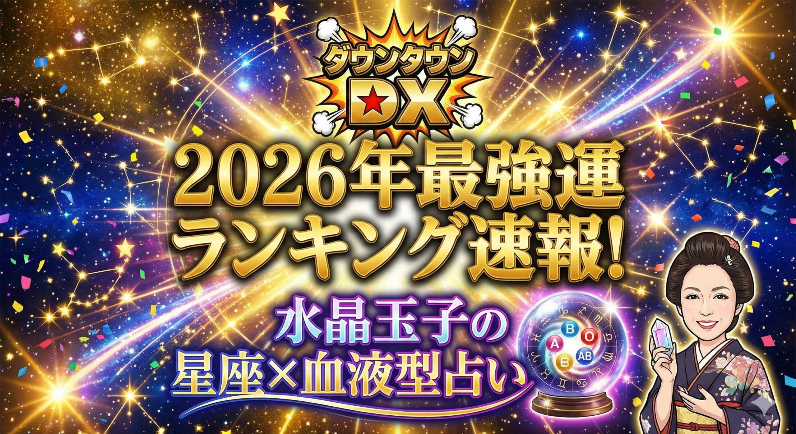 【ダウンタウンDX】2026年最強運ランキング速報！水晶玉子の星座×血液型占い