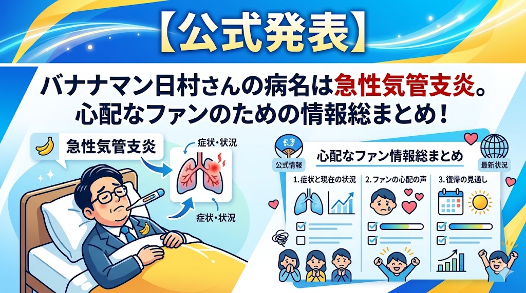 【公式発表】バナナマン日村さんの病名は急性気管支炎。心配なファンのための情報総まとめ