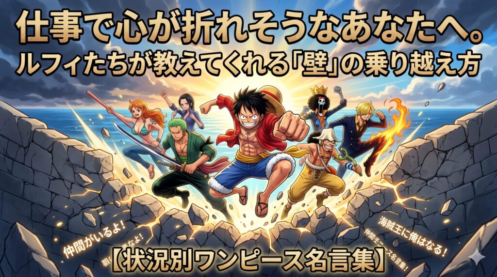 仕事で心が折れそうなあなたへ。ルフィたちが教えてくれる「壁」の乗り越え方【状況別ワンピース名言集】