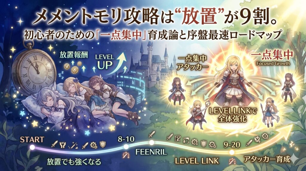 メメントモリ攻略は"放置"が9割。初心者のための「一点集中」育成論と序盤最速ロードマップ