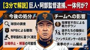 【3分で解説】巨人・阿部監督逮捕、一体何が？今後の処分とチームへの影響を徹底整理