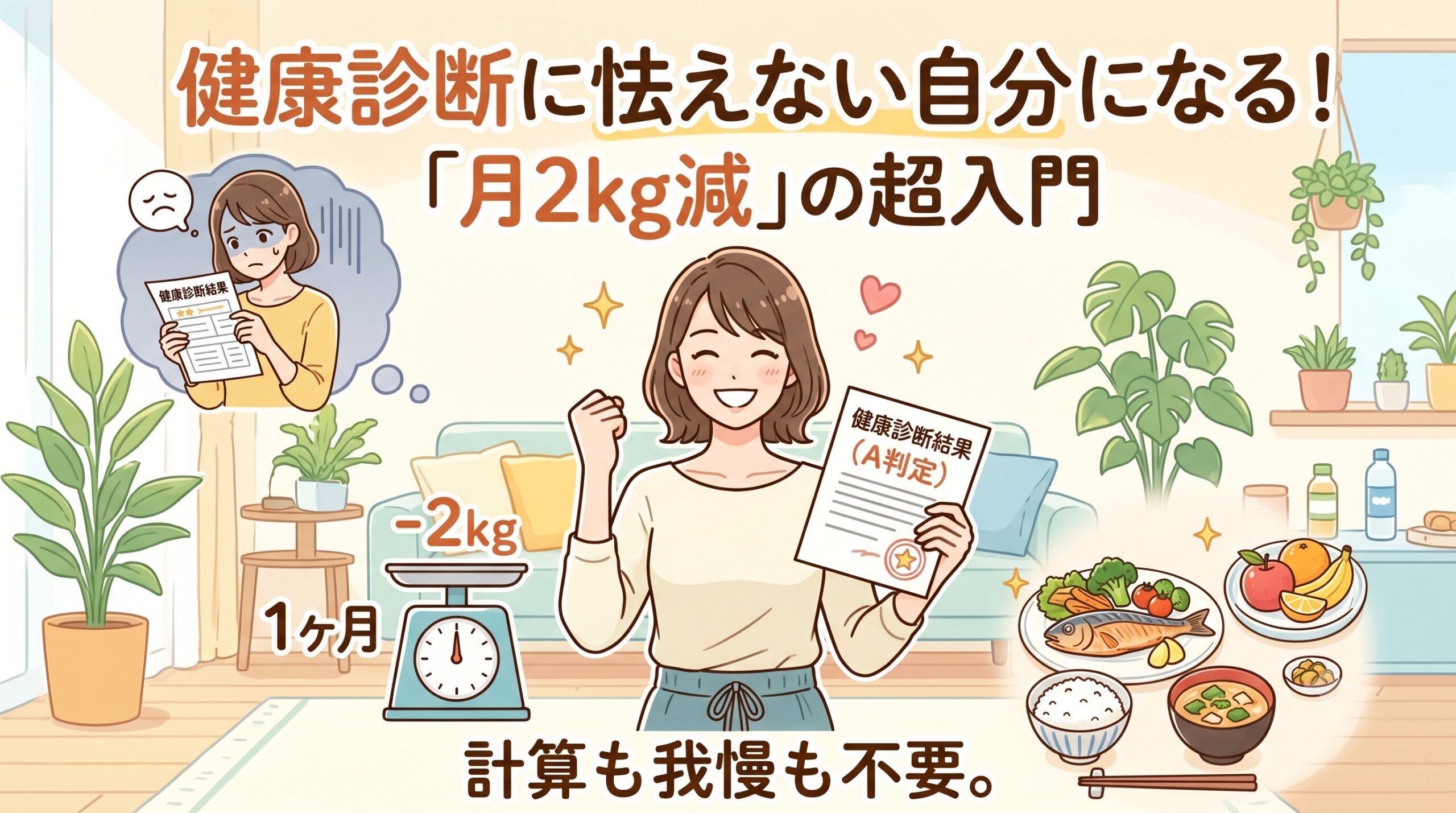 計算も我慢も不要。健康診断に怯えない自分になる「月2kg減」の超入門